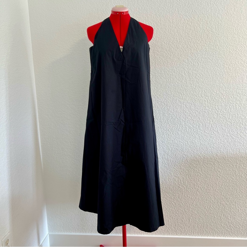 Lotus Eaters AM5 Nadim V-neck Black Midi Dress Size Medium